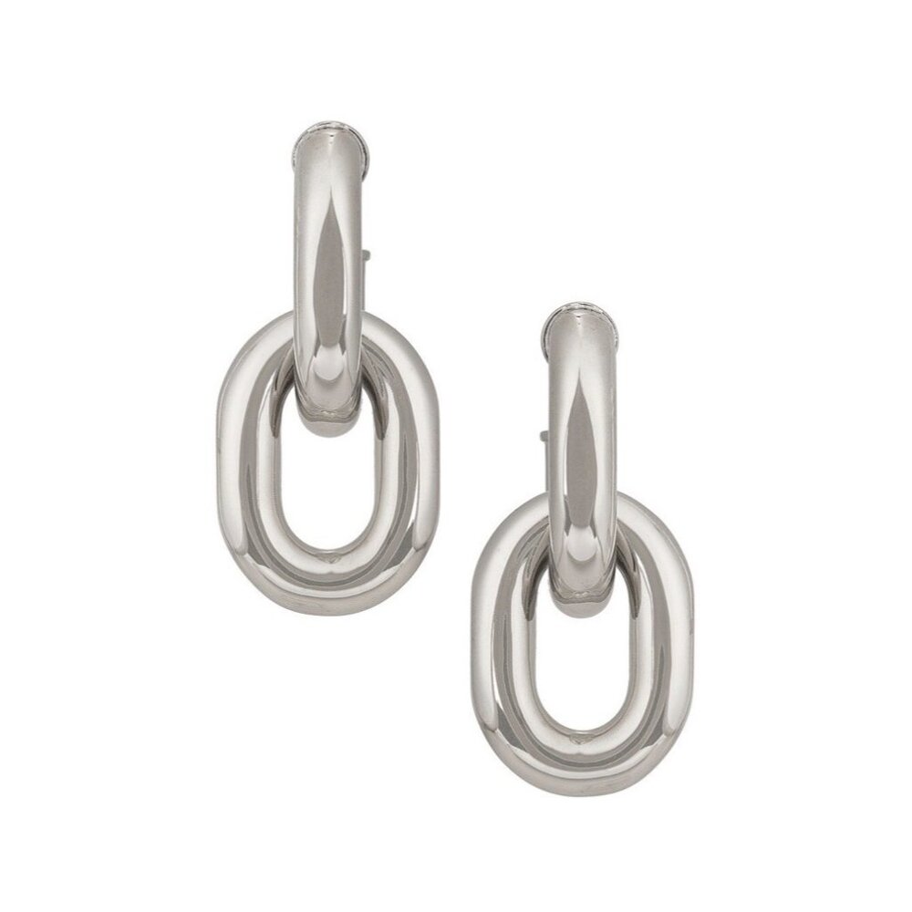 RABANNE XL Link Hoop Earrings Silver - Picture 2 of 6